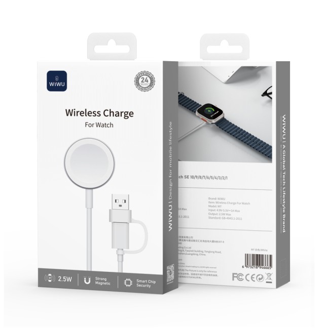 Wireless charge Carga Magnético 2 en 1 USB-A y C para Apple Watch