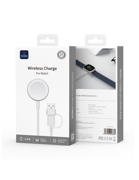 Wireless charge Carga Magnético 2 en 1 USB-A y C para Apple Watch