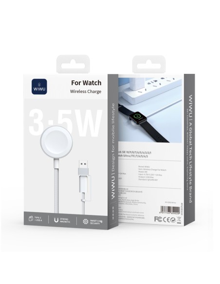 Wireless Charge Carga Magnético 2 en1 USB-A y C para Apple Watch