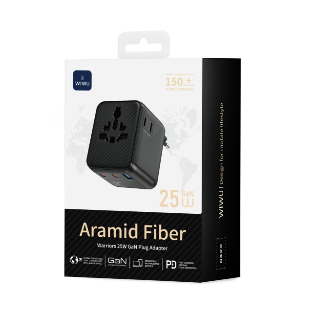 Adatador enchufe universal GaN 25 W Aramid Fiber