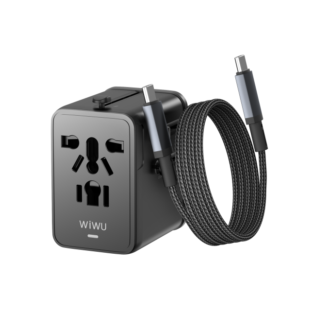 Adaptador Enchufe Universal GaN 20 W con Cable USB-C (1 m) | WiWU