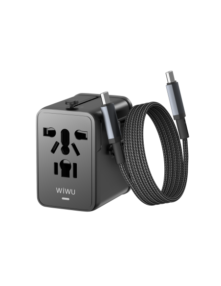 Adaptador Enchufe Universal GaN 20 W con Cable USB-C (1 m) | WiWU