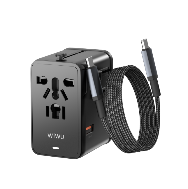 Adaptador Enchufe Universal GaN 45 W con Cable USB-C (1 m) | WiWU