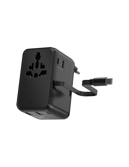 70 W GaN Universal Plug Adapter with Retractable USB-C Cable | WiWU