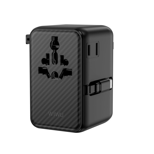 Adaptador Enchufe Universal GaN 70 W Cable USB-C Retráctil | WiWU