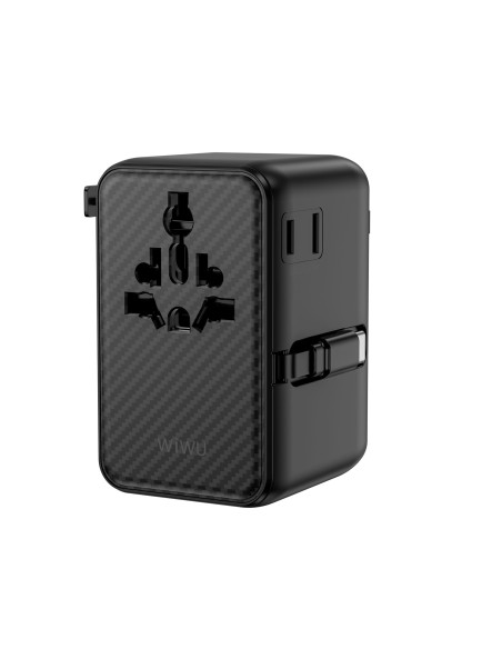 Adaptador Enchufe Universal GaN 70 W Cable USB-C Retráctil | WiWU