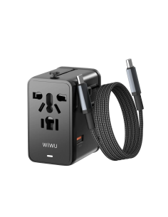 Adaptador Enchufe Universal GaN 75 W con Cable USB-C (1 m) | WiWU