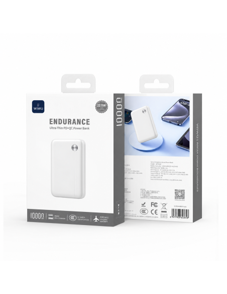 Batería Externa Ultrafina de 10000 mAh y 22,5 W (PD + QC), Blanco