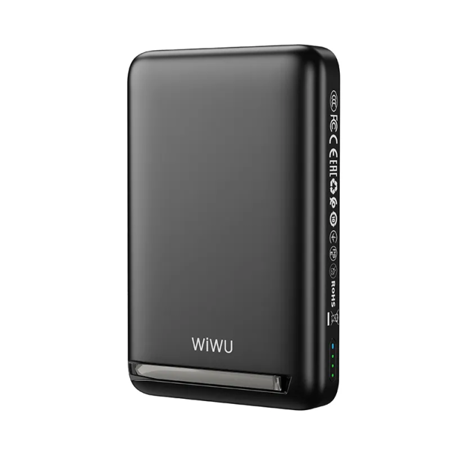 20W 10,000 mAh Magnetic Power Bank with Integrated Stand Black