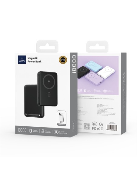 20W 10,000 mAh Magnetic Power Bank with Integrated Stand Black