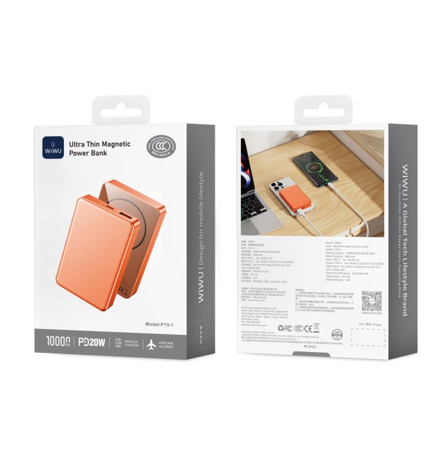 Powerbank Ultrafino de 10000mAh Naranja