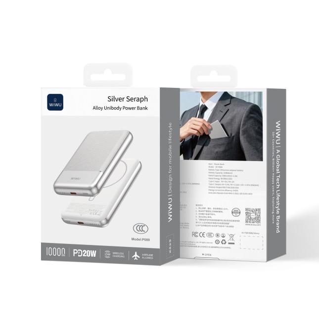 Power Bank 10000 mAh PD20W Plata