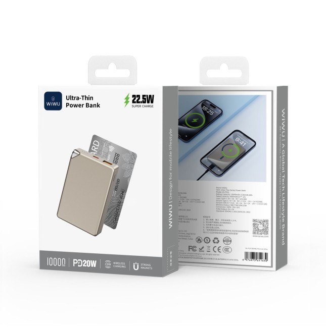 Batería Externa Ultrafina de 10000 mAh, Gris