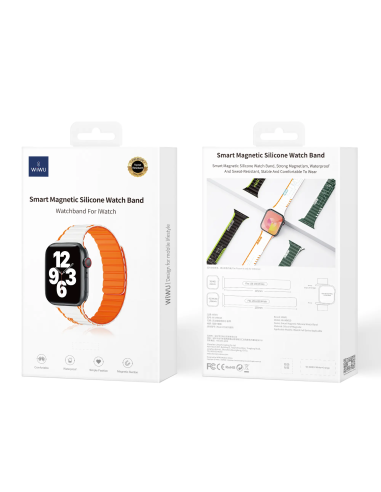 38/40/41mm Correa Blanco+Naranja Silicona iWatch