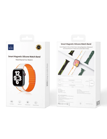 38/40/41mm Correa Blanco+Naranja Silicona iWatch