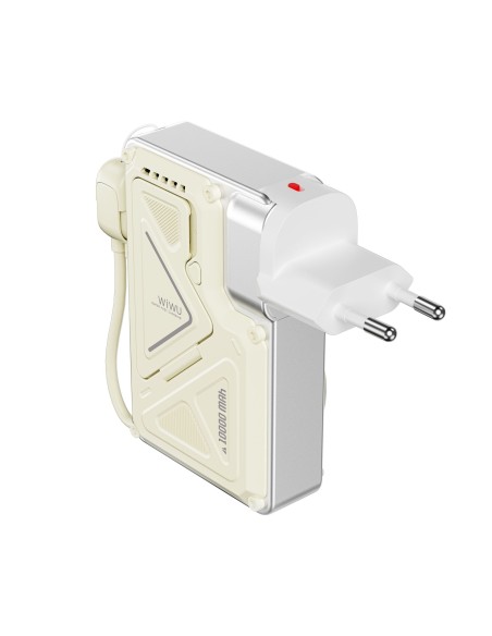 Knight Series 10,000 mAh Power Bank – 35W with Integrated CN+UK+EU Plug, White