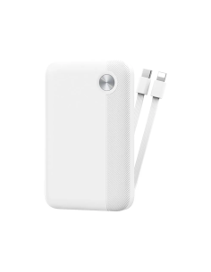 External Battery 10,000mAH – 22.5W Fast Charge with integrated dual cable White
