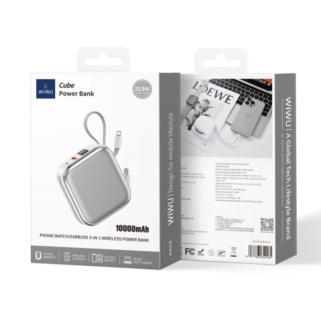 Powerbank Titanio de 10000 mAh 22.5W Blanco