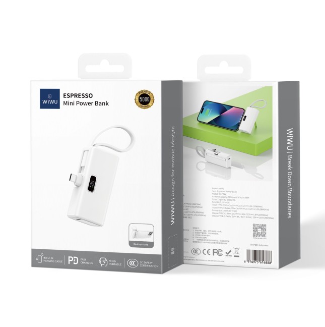 Mini External Battery ESPRESSO 5,000mAH White