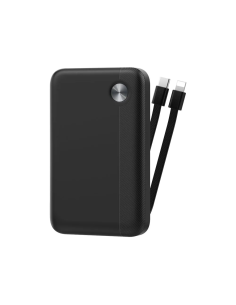 External Battery 10,000mAH – 22.5W Fast Charging with integrated dual cable Black