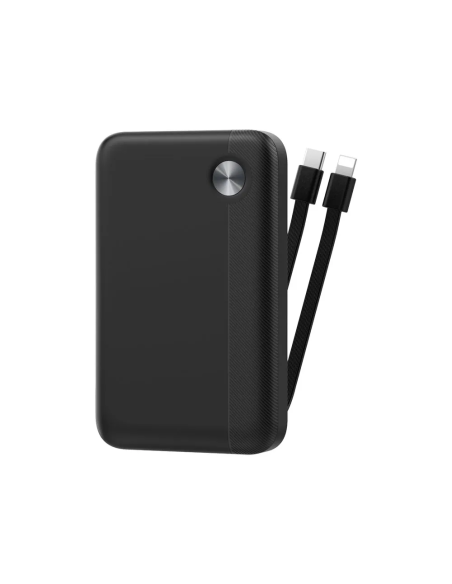 Power Bank 10000 mAh 22,5W con cable integrados, Negro