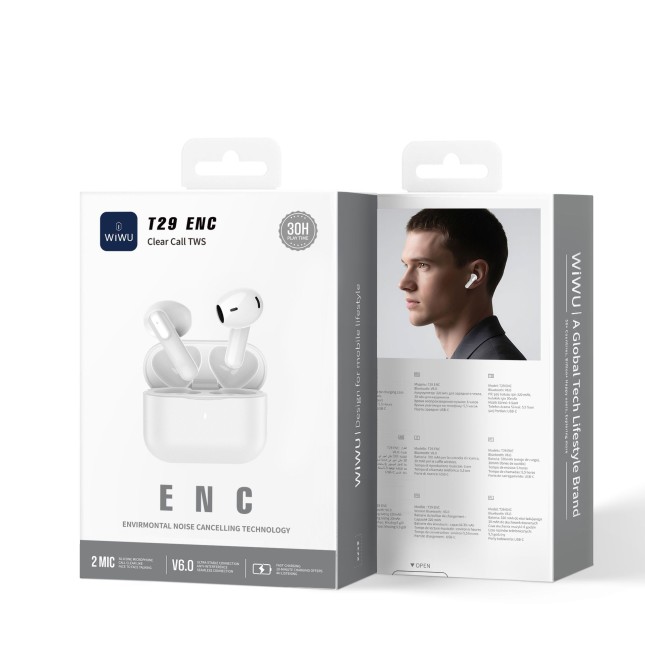 Auriculares TWS ENC T29 Blanco