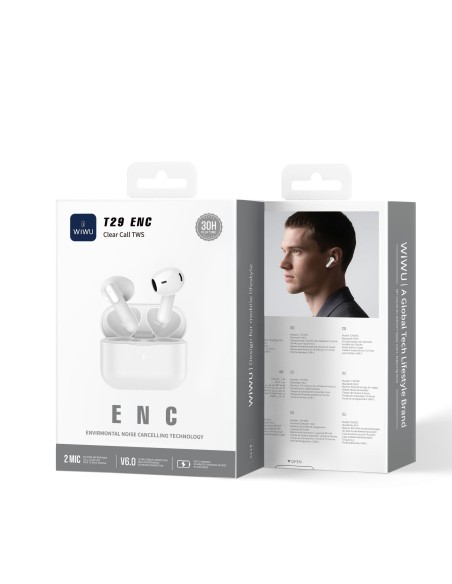 Auriculares TWS ENC T29 Blanco
