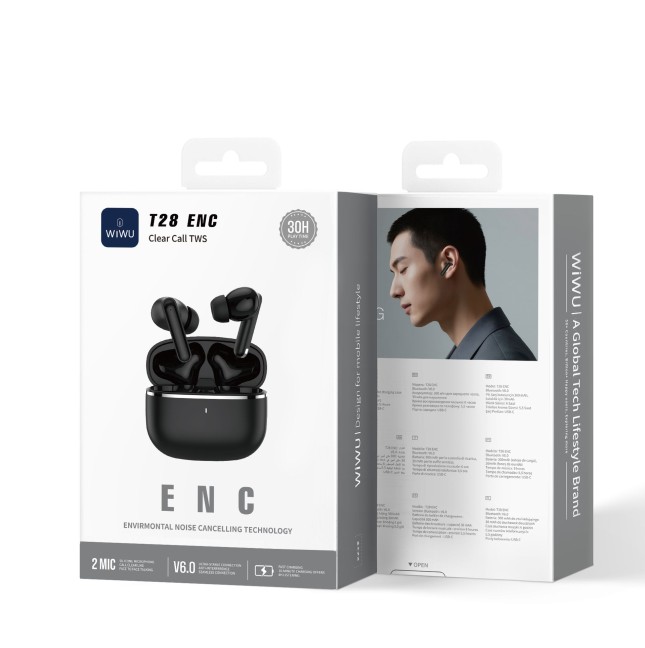 Auriculares TWS ENC T28 Negro