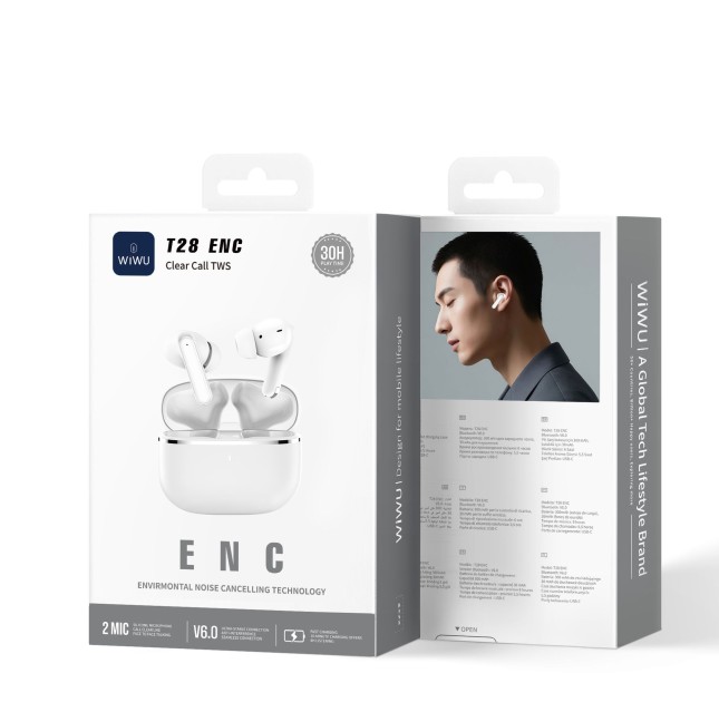 Auriculares TWS ENC T28 Blanco