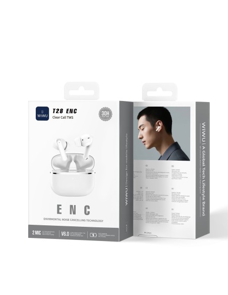 Auriculares TWS ENC T28 Blanco