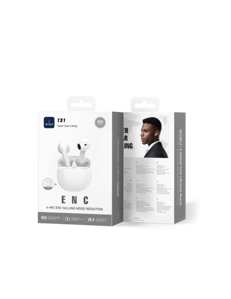 T31 ENC Wireless Headphones – Ambient Noise Cancelling White