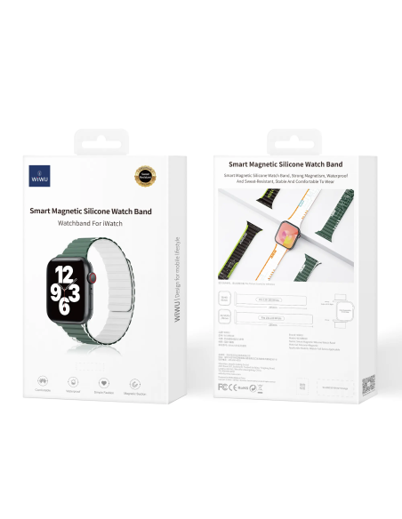 38/40/41mm Correa Gris+Verde Silicona iWatch
