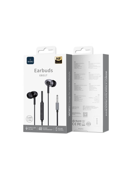 Auriculares Estéreos con Cable de 3,5 mm, Negro