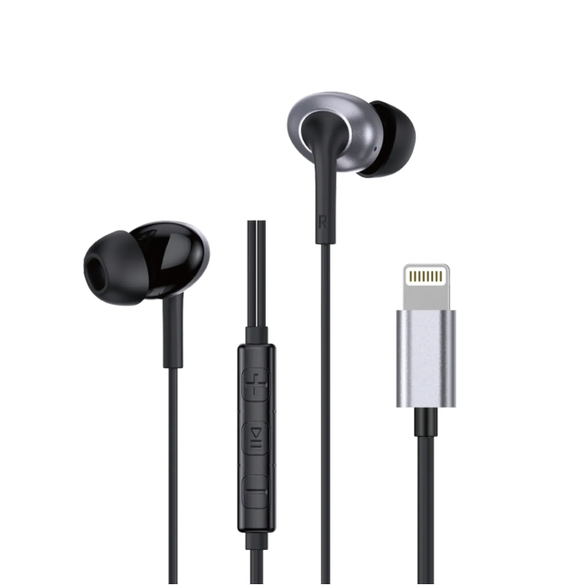 Black Stereo Lightning Cable Earphones with Microphone | WiWU