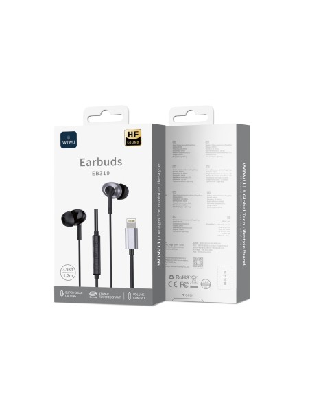 Auriculares con Cable Lightning Estéreo Negro con Micrófono | WiWU