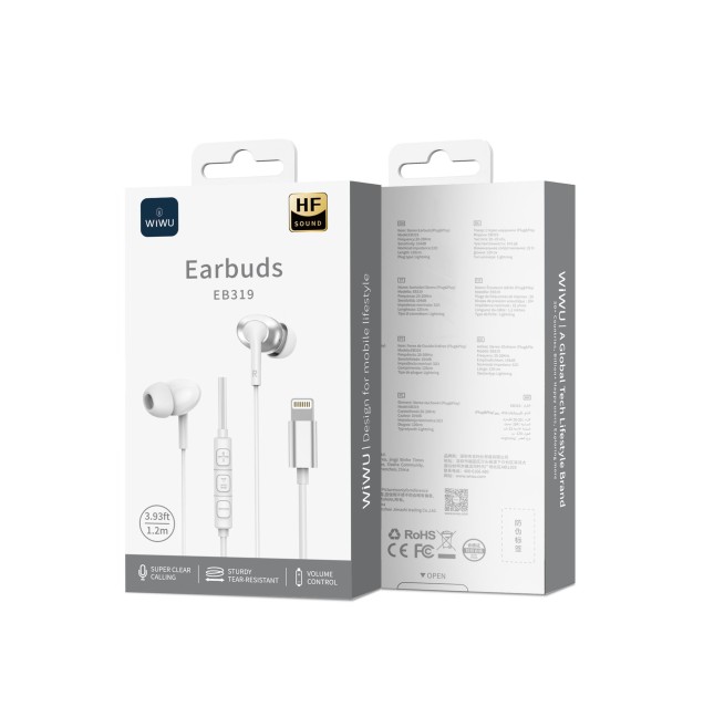 White Stereo Lightning Cable Earphones with Microphone | WiWU