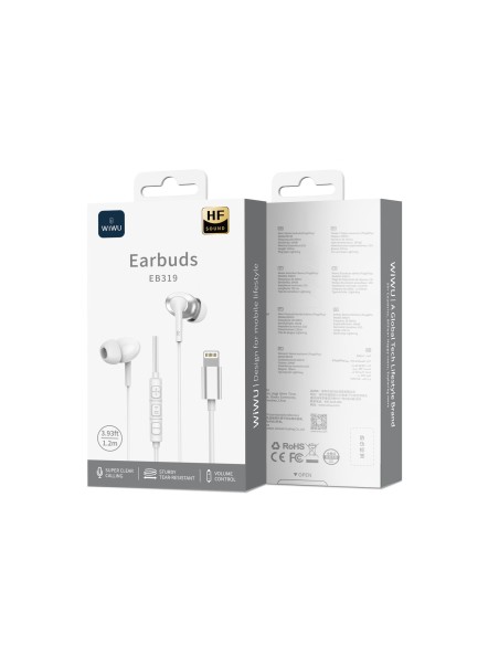 White Stereo Lightning Cable Earphones with Microphone | WiWU