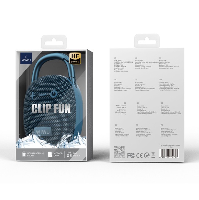 Bluetooth Speaker with Carabiner CLIP FUN (Blue)