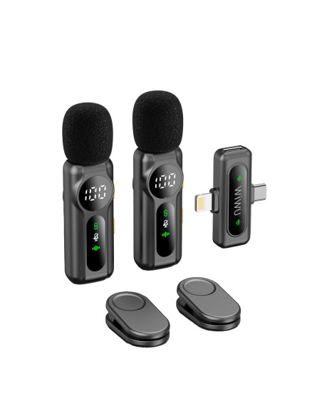 Micrófonos Inalámbrico Doble con Tipo-C y Lightning