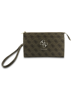GUESS Handbag with 4G Logo, Wrist Strap and Adjustable Long Strap (Brown)