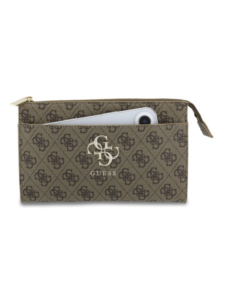 GUESS Handbag with 4G Logo, Wrist Strap and Adjustable Long Strap (Brown)