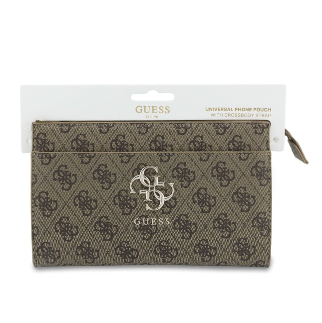 GUESS Handbag with 4G Logo, Wrist Strap and Adjustable Long Strap (Brown)