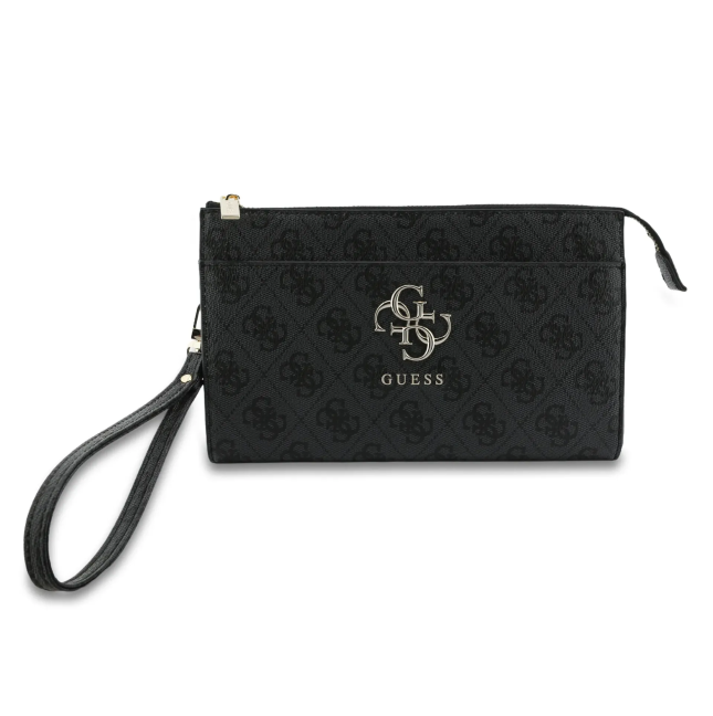 Bolso de mano GUESS con logotipo 4G, muñequera y correa larga ajustable (Negra)