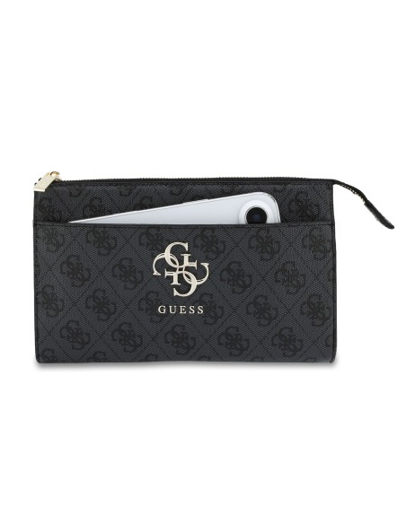 Bolso de mano GUESS con logotipo 4G, muñequera y correa larga ajustable (Negra)