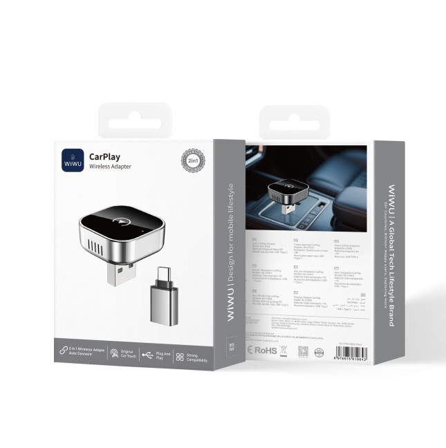 CarPlay Salida USB con Adaptador Tipo-C Compatible con Apple y Android