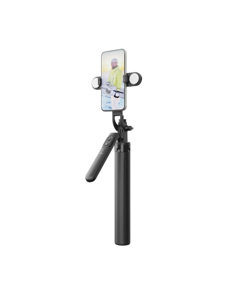 Selfie Stick with Tripod for Live Streaming with Lights Black