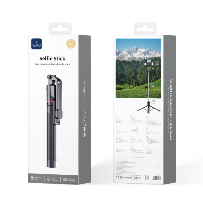 Selfie Stick with Tripod for Live Streaming Black