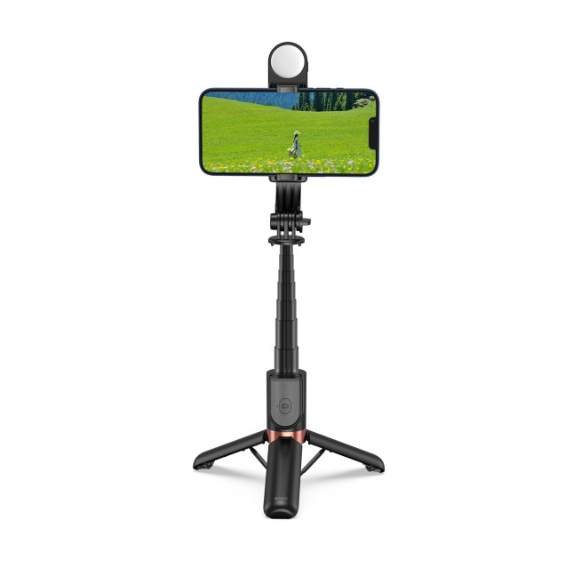 Mini Selfie Stick with Lights Black