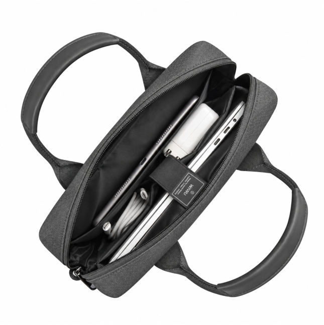 Mochila y maletín vertical doble capas Alpha de 13.3" para portátil de color negro