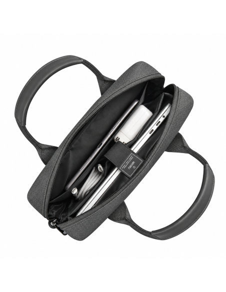Mochila y maletín vertical doble capas Alpha de 13.3" para portátil de color negro